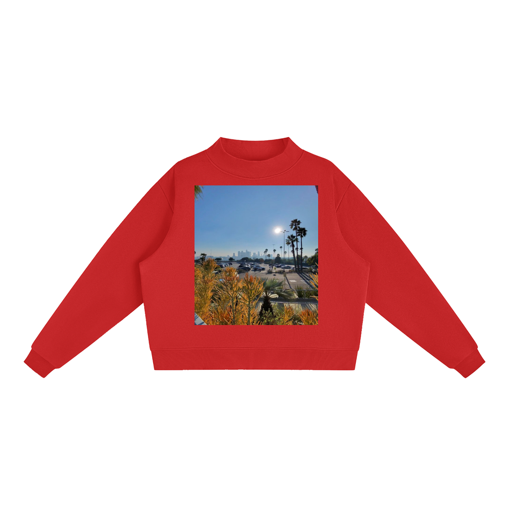 Essential Fleece Mock-Neck Crew Sweatshirt