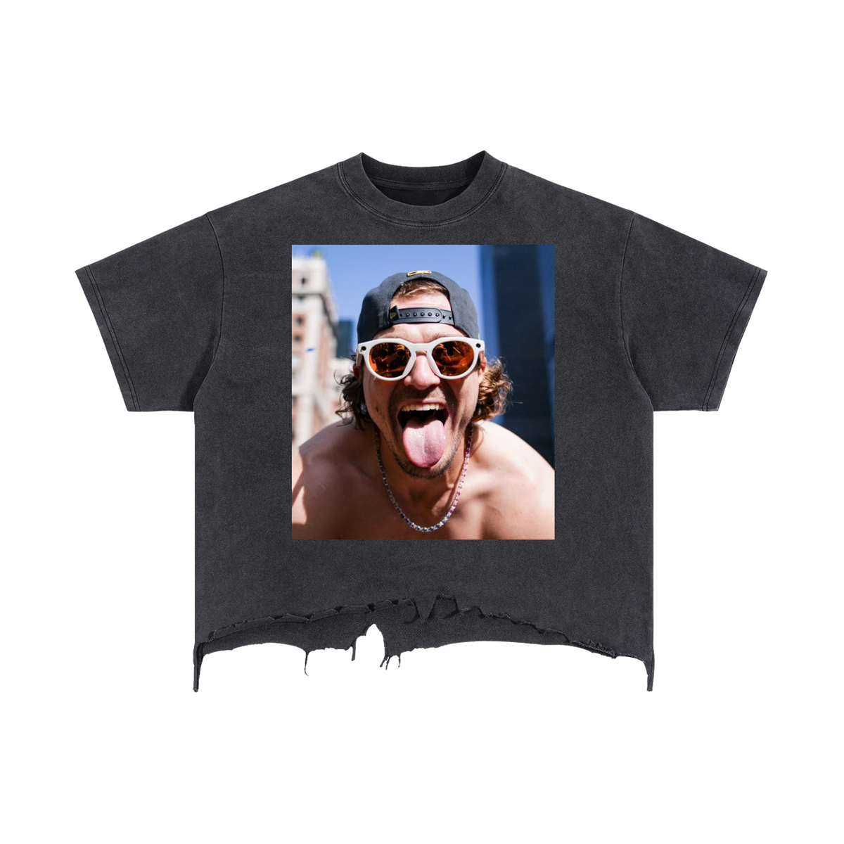 Vintage Wash Boxy Distressed Hem T-Shirt
